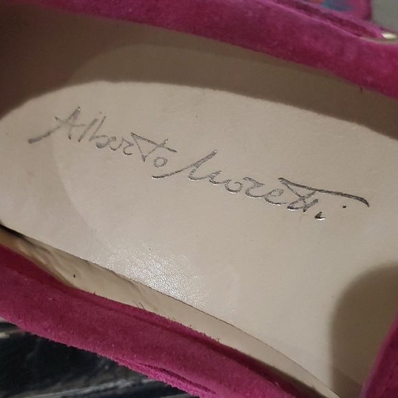 Anthro Floral Embroidered Pink Loafers Hot Pink Flats Fuscia Slip On Moccasins - Picture 2 of 11